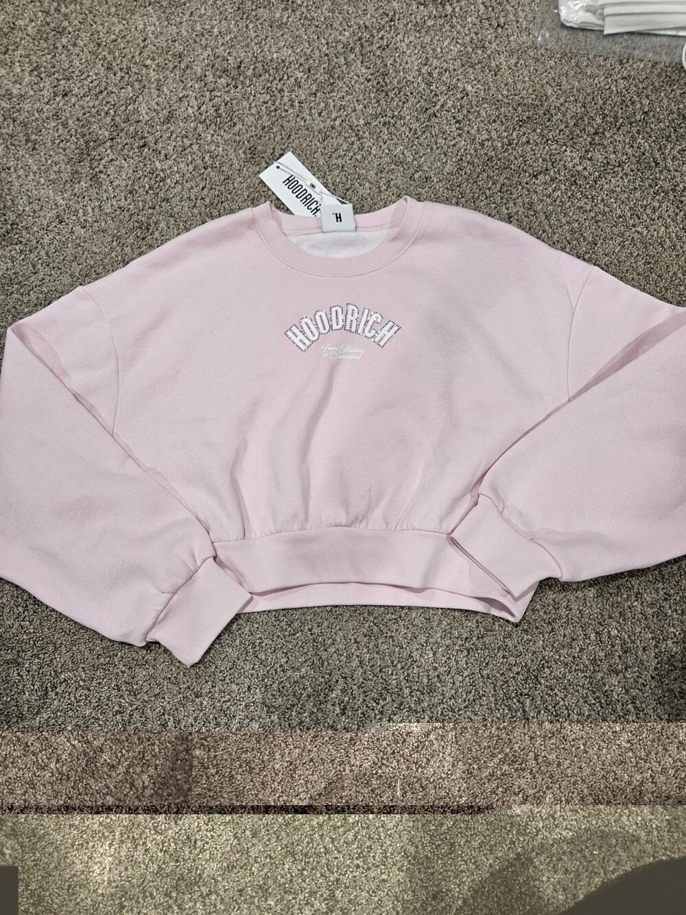 Sz Large Hoodrich Cherish Bling cropped crewneck sweatshirt